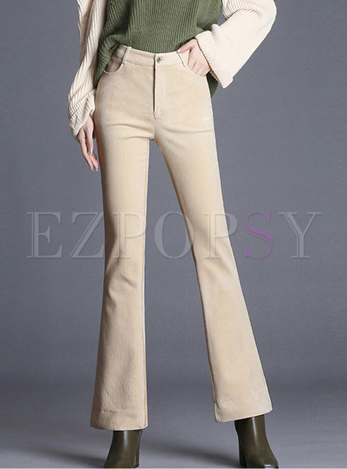 Solid Color High Waist Easy-matching Flare Pants