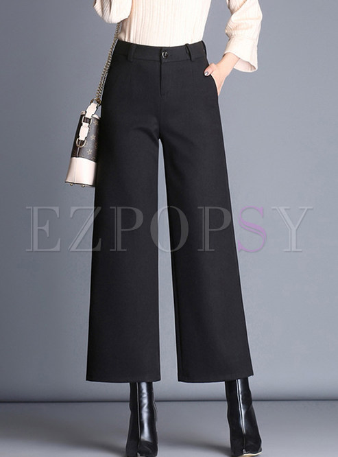 Stylish Woolen Casual Pants With Pocket