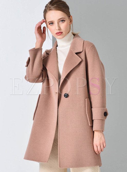 Trendy Solid Color Lapel Hairy Coat With One Button