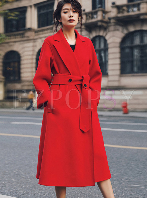 Outwear | Jackets/Coats | Elegant Waist Long Cashmere Thermal Overcoat