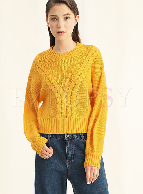 Casual Pure Color O-neck Long Sleeve Sweater