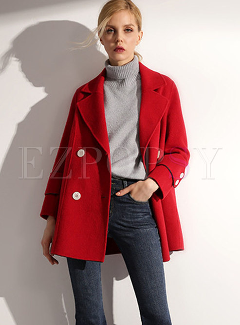 Outwear | Jackets/Coats | Trendy Turn-down Collar Wool Short Straight Coat