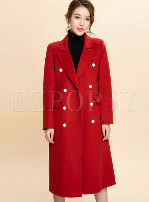 Trendy Solid Color Notched Loose Overcoat