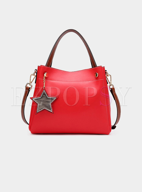 Fashion Bucket Top Handle & Crossbody Bag With Star Detail