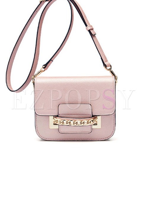 Casual Sweet Pink PU Magnetic Crossbody Bag