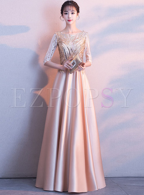 Dresses | Prom Dresses | Elegant Three Quarters Sleeve Slim Maxi Prom Dress