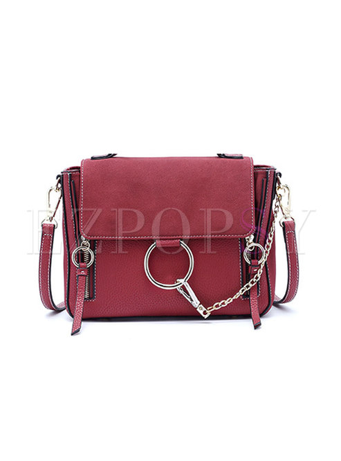 Chic Jujube Red Frosted Circle Detail Crossbody Bag