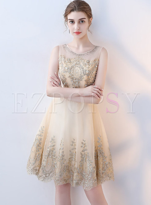 Stylish Sleeveless Lace Short Party Dress