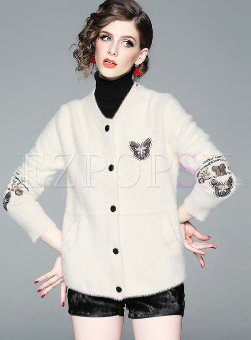Autumn Embroidered All-matched Short Buttoned Coat