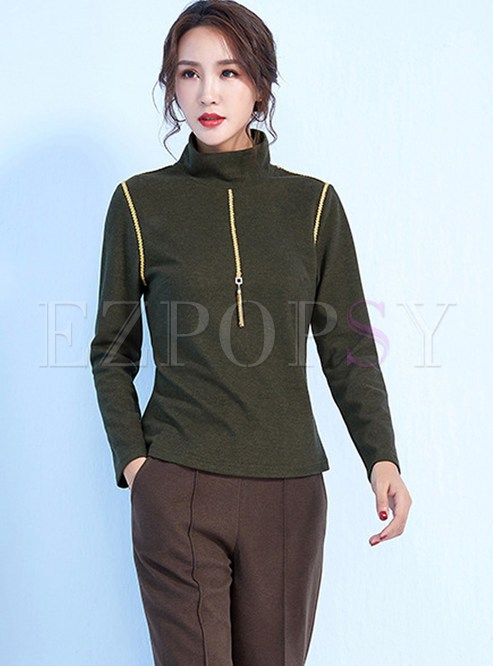 Stylish Slim Standing Collar Thermal Sweater
