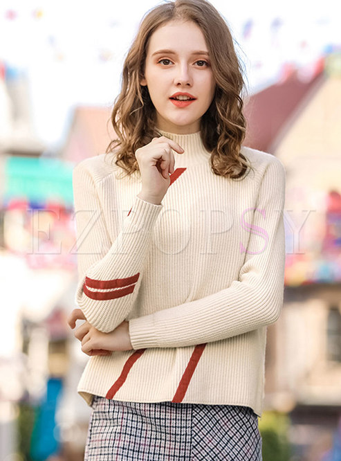 Fashion Apricot Easy-matching Pullover Sweater