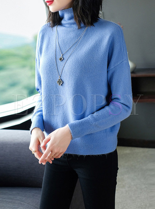 Half High Neck Loose Pullover Sweater