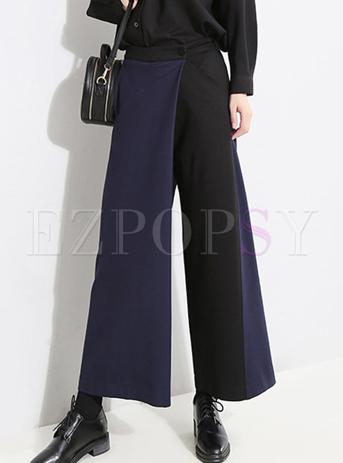 Fashion Color-blocked Splicing Straight Pants