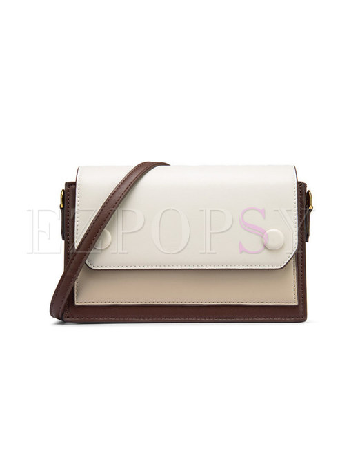 Casual Brown Color-blocked Square Mini Crossbody Bag