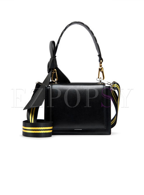 Stylish Hit Color Bowknot Wide Strap Tote & Crossbody Bag
