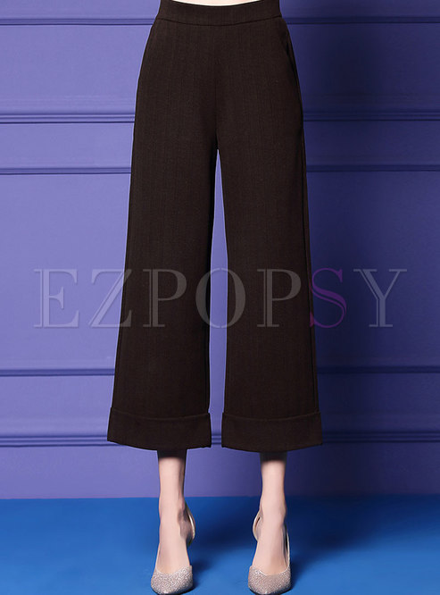 Casual Coffee High-rise Thicken Wide-leg Pants