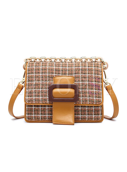 Fashion Solid Color Plaid All-matched Crossbody Bag