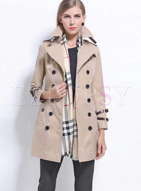 Casual Notched Double-breasted Reqular Trendy Coat