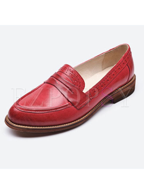 Stylish Genuine Leather Flat Heel Loafers