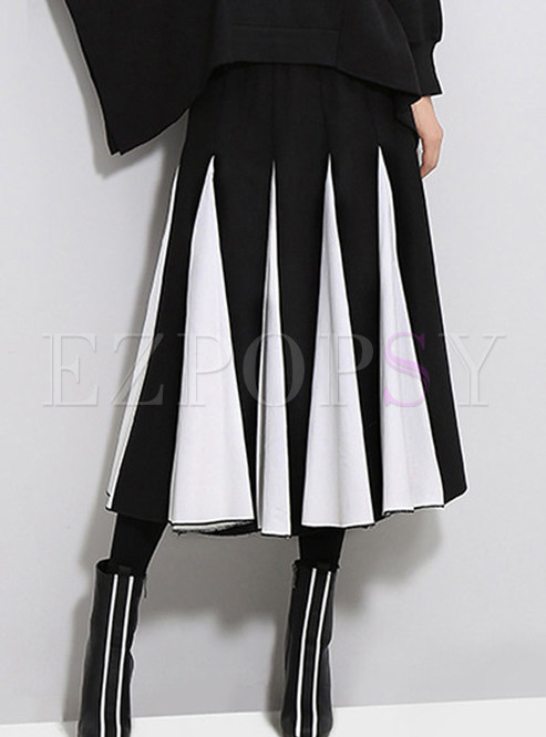 Fashion High Waist Easy-matching Pleated Skirt