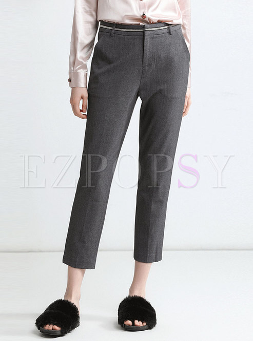 Deep Grey Ankle-length Straight Pants
