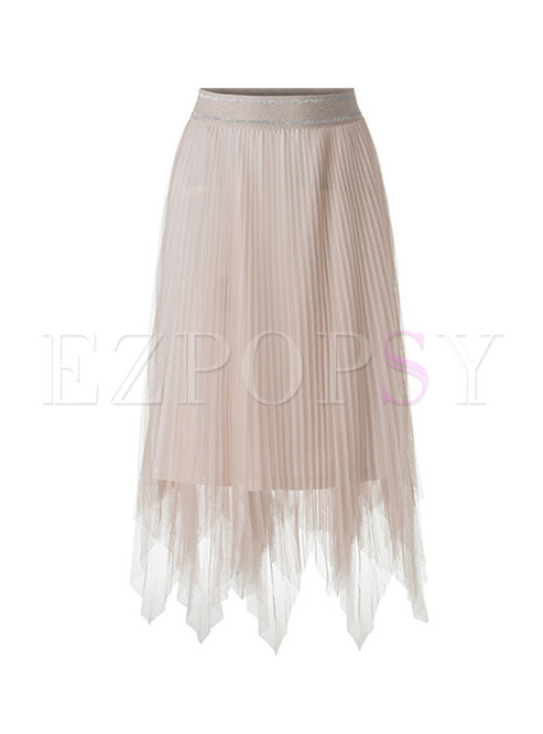 Sweet Easy-matching Irregular Hem Skirt