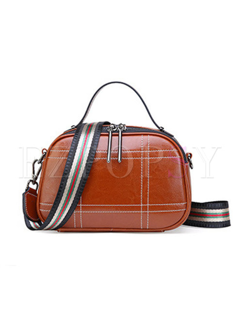 Genuine Leather Zipper Top Handle & Crossbody Bag