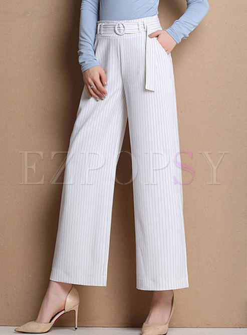 Stylish Striped High Waist Wide-leg Pants