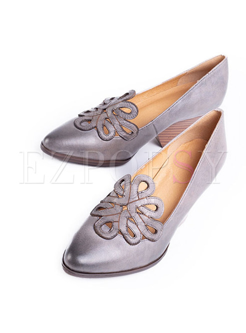 Retro Pointed Head Hollow Out Shoes