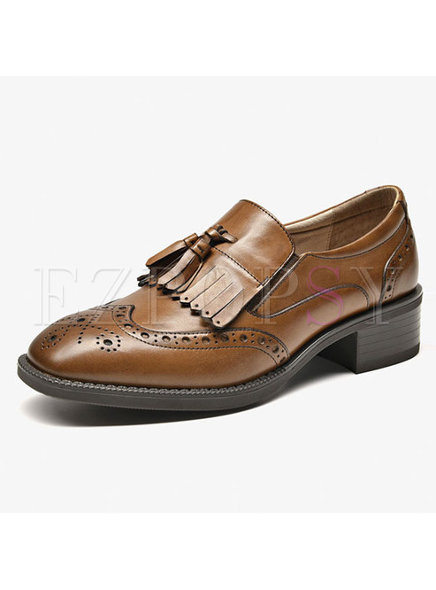 Fashion Tassel Leather Spring Loafers