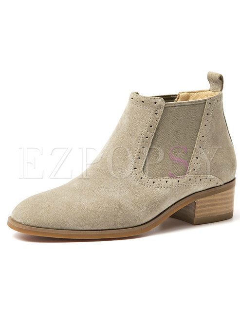 Stylish Daily Chunky Heel Frosted Ankle Boots