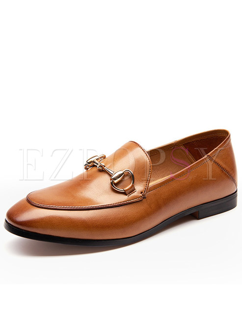 Casual Cowhide Leather Flat Loafers