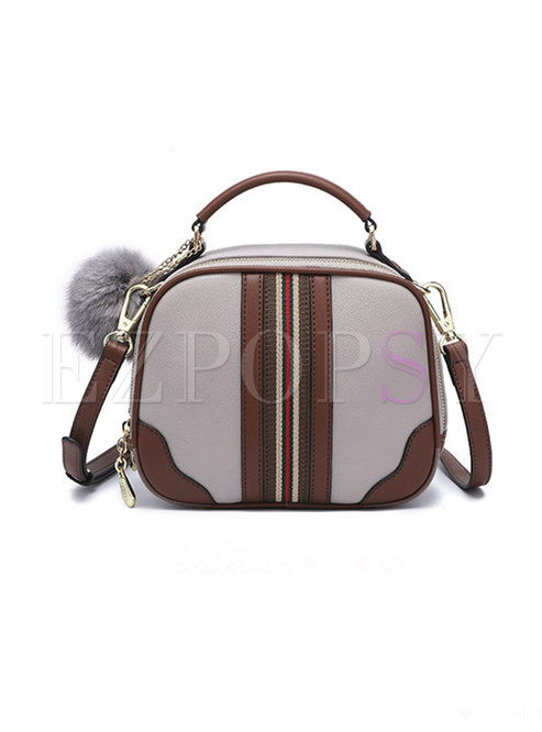 Stylish Color-blocked PU Zipper Crossbody Bag