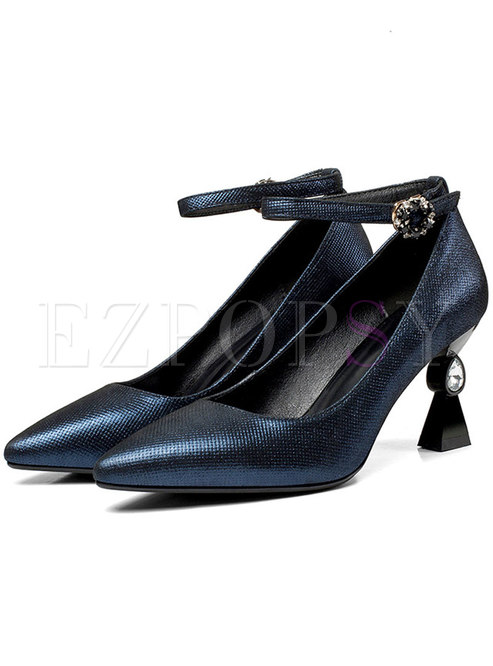 Stylish Pointed Toe Buckle High Heel Shoes