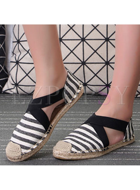 Casual Striped Spring/Fall Flat Espadrilles