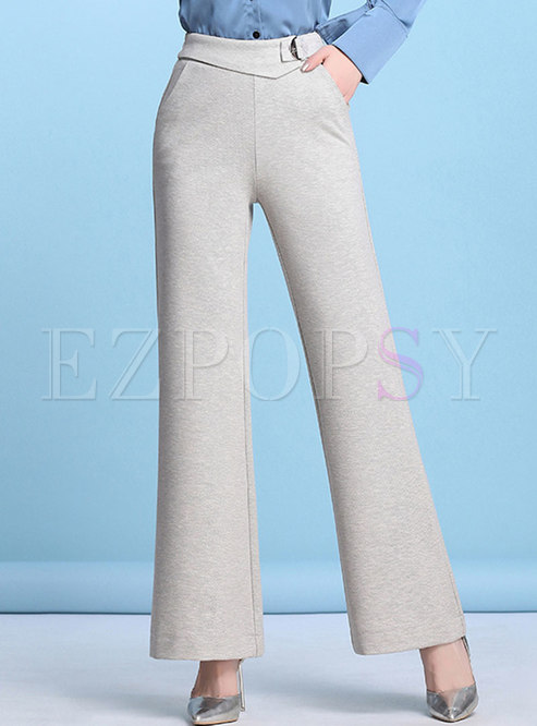 Elegant Solid Color Elastic Waist Wide Leg Pants