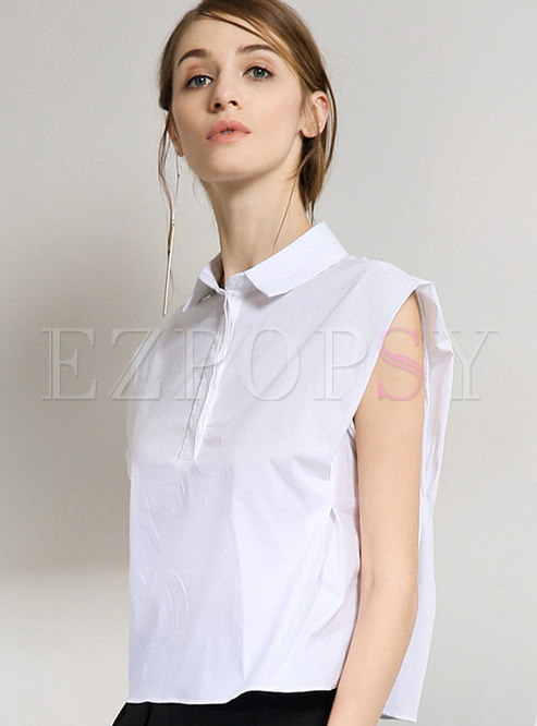 Trendy Solid Color Sleeveless Loose Blouses