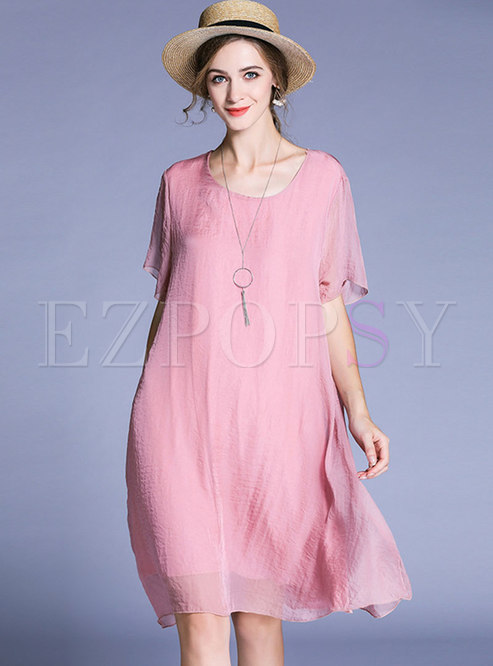 Casual Chiffon Solid Color Loose Dress