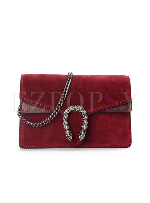 Fashion Splicing Chain Frosted Bag With Metal