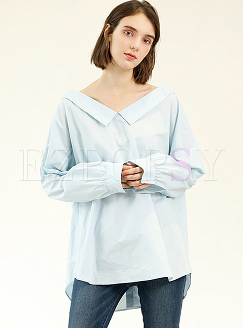 Pure Color Backless Single-breasted Sweet Blouse 