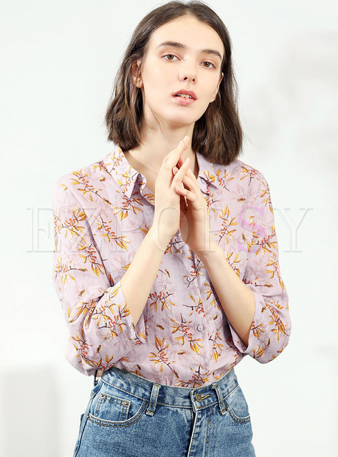 Stylish Casual Print Single-breasted Blouse