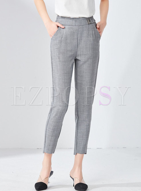 Casual Asymmetrical Grey Thin Harem Pants