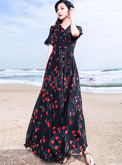 Stylish Summer Multi-color High Waist Beach Maxi Dress