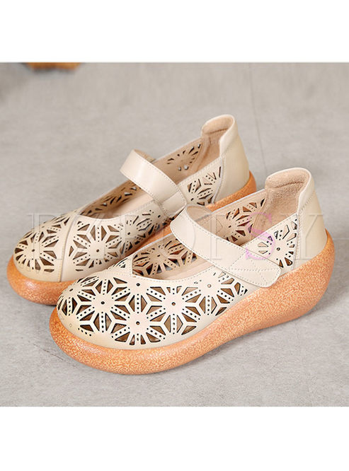 Fashion Casual Hollow Out Leather Sandals