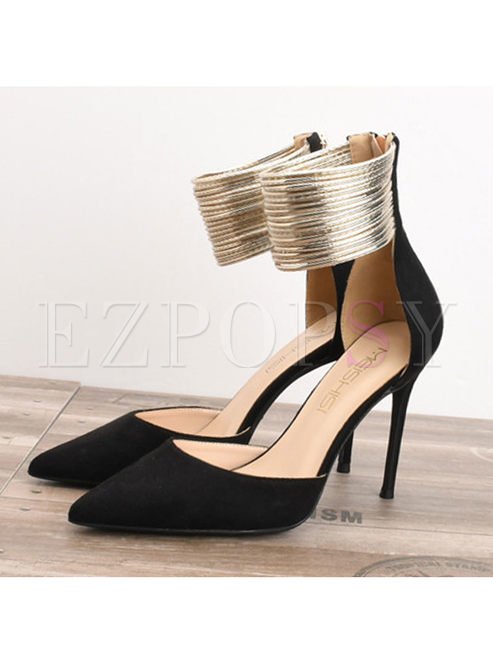 Fashion Suede Ankle Ring Pointed Toe Shoes