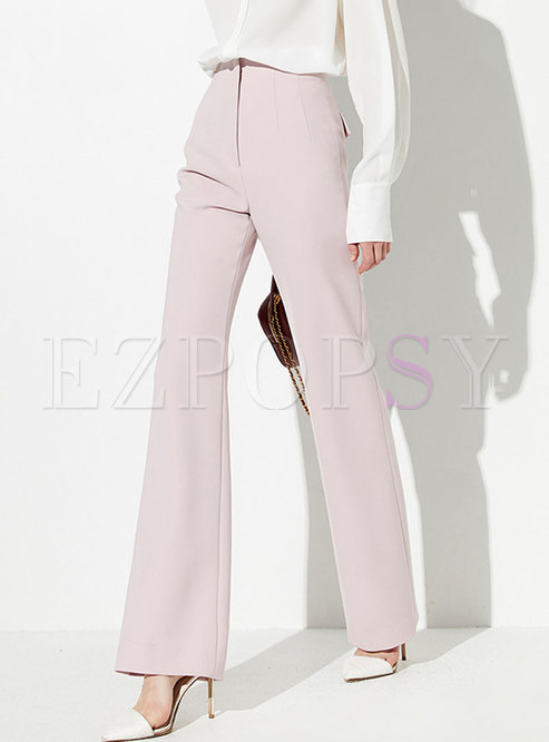 Loose Pure Color High Waist Work Straight Pants