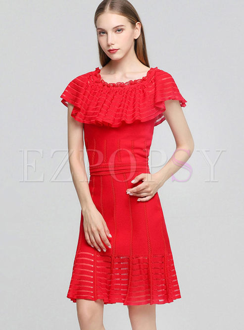 Slash Neck Solid Color Knitted Two Piece Outfits