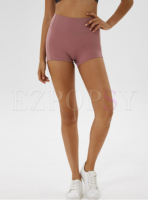 Summer High Waist Pure Color Tight Shorts