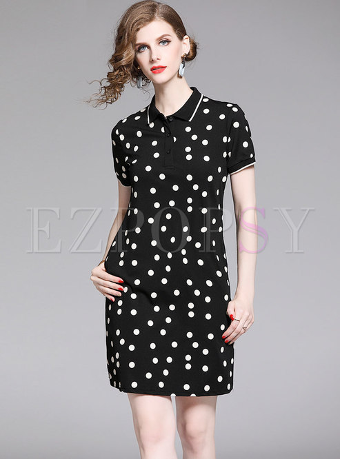 Brief Polka Dots High Waist T-shirt Dress