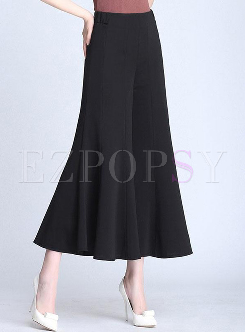 Solid Color Women's Flared Wide Leg Pants